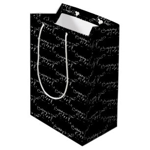 Sac Cadeau Moyen Joyeux anniversaire customisé Motif noir et blanc