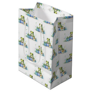 Sac Cadeau Moyen Joyeux Anniversaire Cute Grenouille verte avec cad