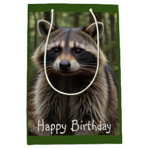Sac Cadeau Moyen Joyeux Anniversaire Cute Raccoon