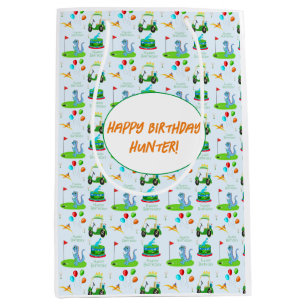 Sac Cadeau Moyen Joyeux Anniversaire Du Golf De Dinosaur