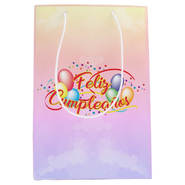 Sac Cadeau Moyen Joyeux anniversaire | Feliz Cumpleaños (Devant)