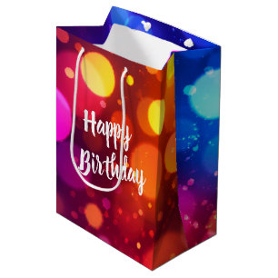 Sac Cadeau Moyen Joyeux Anniversaire Lumières Bokeh Néon Abstraites