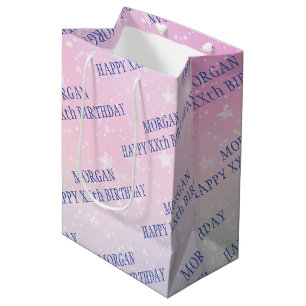 Sac Cadeau Moyen Joyeux Anniversaire, N'Importe Quel Âge, Nom, Étoi