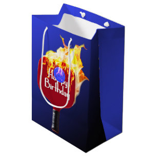 Sac Cadeau Moyen Joyeux Anniversaire Pickleball Paddle En Feu