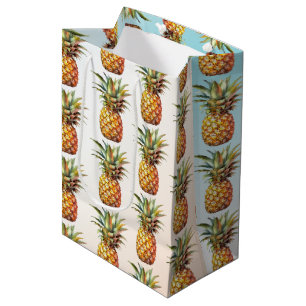 Sac Cadeau Moyen Joyeux Aqua Pineapples à la crème tropicale