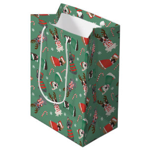 Sac Cadeau Moyen Joyeux Buldogs français de Noël