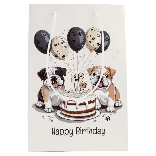Sac Cadeau Moyen Joyeux Bulldogs anglais (Devant)