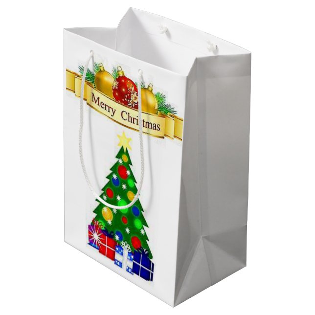 Sac Cadeau Moyen Joyeux Cadeaux de Noël (Dos Angle)