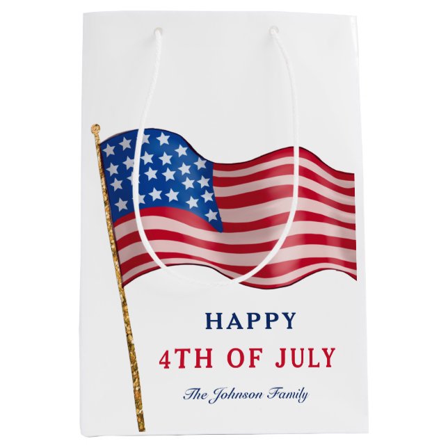 Sac Cadeau Moyen Joyeux drapeau 4 juillet américain (Devant)