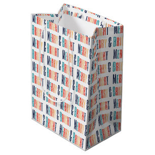Sac Cadeau Moyen Joyeux et lumineux rétro de Noël esthétique