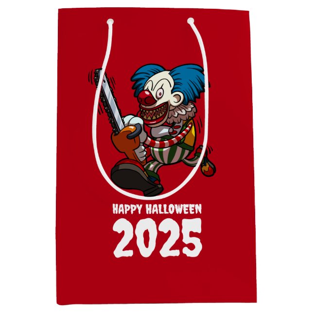 Sac Cadeau Moyen Joyeux Halloween Ajouter L'Année Crazy Clown tronc (Devant)