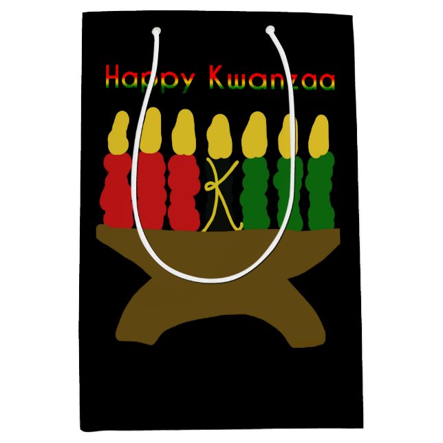 Sac Cadeau Moyen Joyeux Kwanzaa Kinara (Devant)