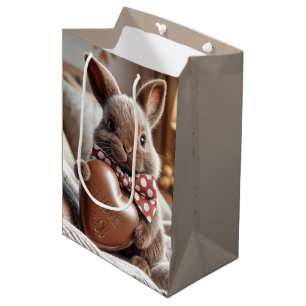 Sac Cadeau Moyen Joyeux Lapin De Pâques Avec Coeur Chocolé