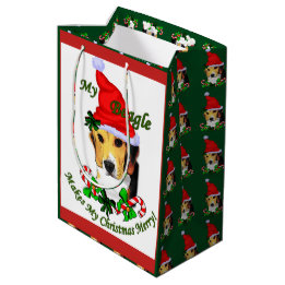 Sac Cadeau Moyen Joyeux Noël Beagle