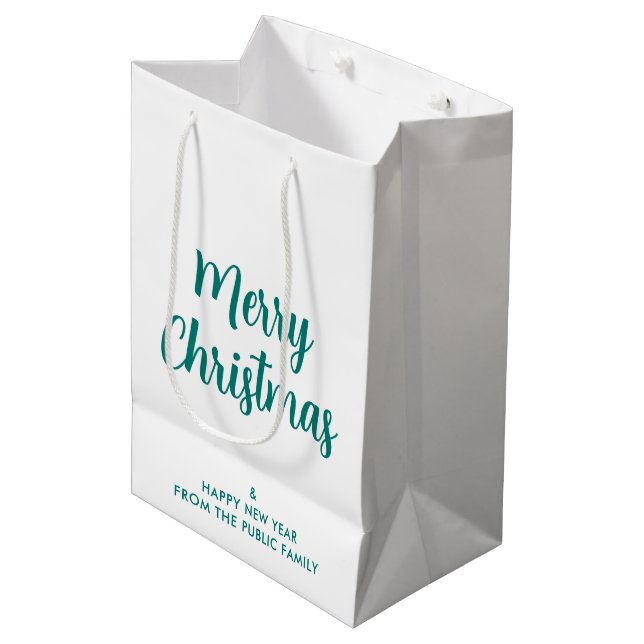 Sac Cadeau Moyen Joyeux Noël Bonne année Modèle personnalisé (Devant Angle)