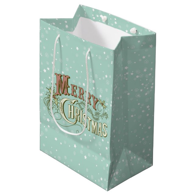Sac Cadeau Moyen Joyeux Noël Festive Design typographique (Devant Angle)