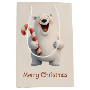 Sac Cadeau Moyen Joyeux Noël mignon Ours Polaire Design