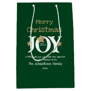 Sac Cadeau Moyen Joyeux Noël Nom du script rustique Green Chic