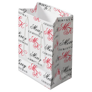 Sac Cadeau Moyen Joyeux Noël Personnalisé Monogramme Initiales Noël