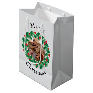 Sac Cadeau Moyen Joyeux Noël photo personnalisée