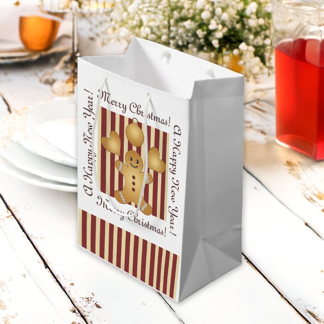 Sac Cadeau Moyen Joyeux Noël Rouge Bande d'épices mignonne Homme (Créateur téléchargé)