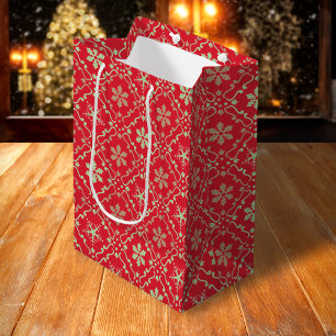 Sac Cadeau Moyen Joyeux Noël Simple Minimaliste Script Flocon de ne