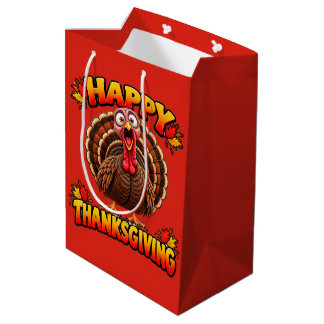 Sac Cadeau Moyen Joyeux Thanksgiving dinde