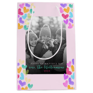 Sac Cadeau Moyen Joyeux Valentines Day Cute Pastel Hearts Photo