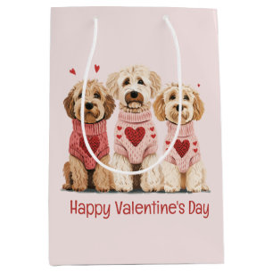 Sac Cadeau Moyen Joyeux Valentines Day Goldendoodle Dogs