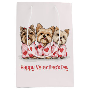 Sac Cadeau Moyen Joyeux Valentines Day Yorkshire Terrier Chiens
