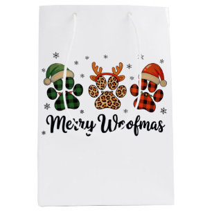 Sac Cadeau Moyen Joyeux Woofmas Noël Chien Patte Christmas Jolis Lu