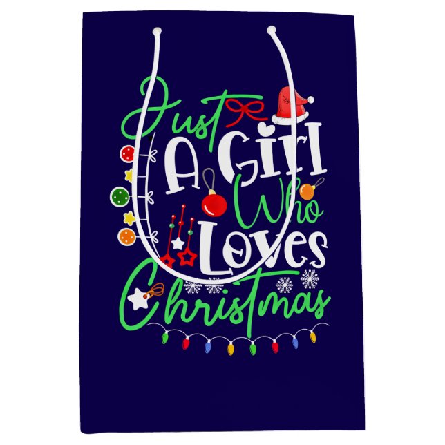 Sac Cadeau Moyen Juste une fille qui aime Noël-64714 (Devant)