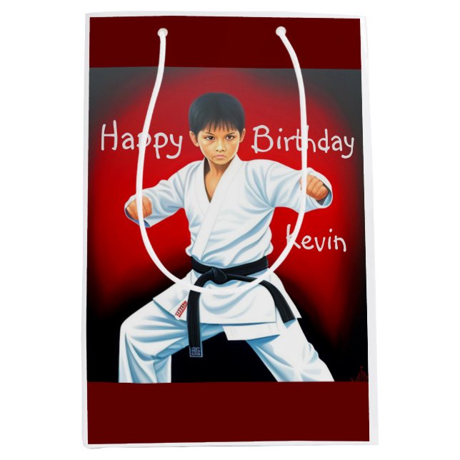 Sac Cadeau Moyen Karate Boy Cadeau Anniversaire (Devant)