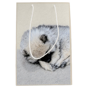 Sac Cadeau Moyen Keeshond Sleeping Puppy Peinture Chien Art origina