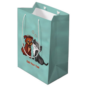 Sac Cadeau Moyen Kitty et Puppy, Modifier votre texte