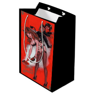 Sac Cadeau Moyen La beauté et le Krampus Noël Vintage Noël