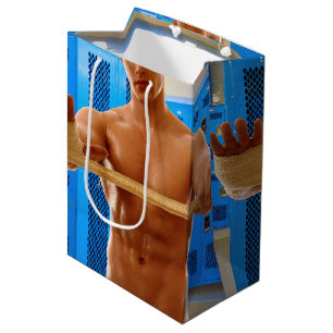 Sac Cadeau Moyen La chemise de SlipperyJoe homme musclé imberbe poi