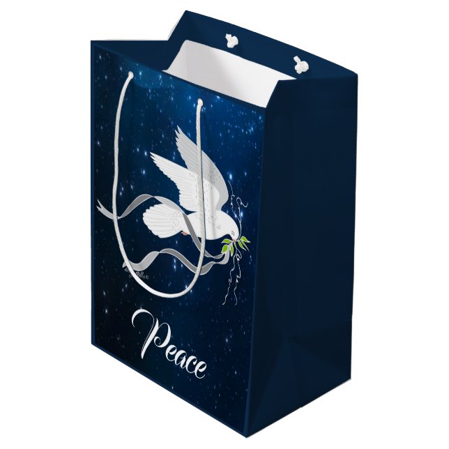 Sac Cadeau Moyen La colombe blanche répand la paix (Dos Angle)