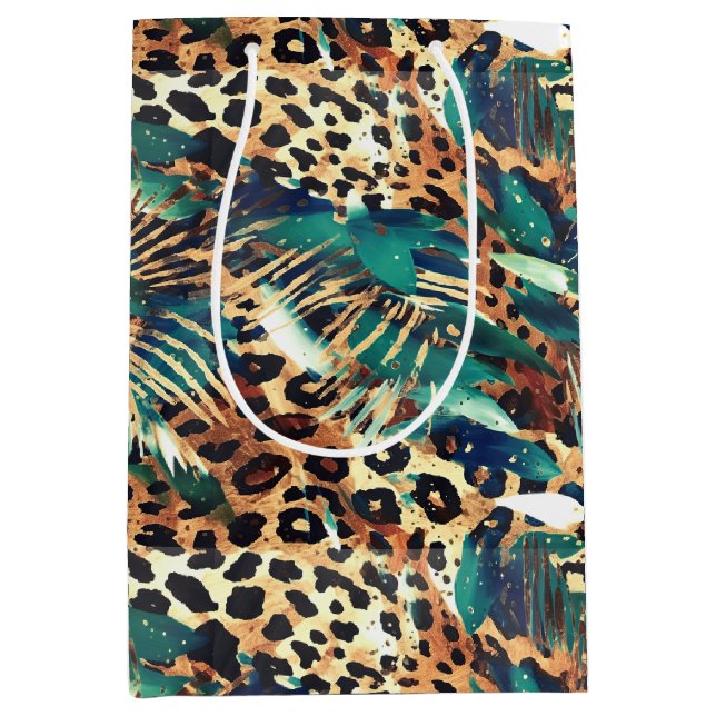 Sac Cadeau Moyen La Fourrure des animaux Safari Motif Exotic Modern (Devant)