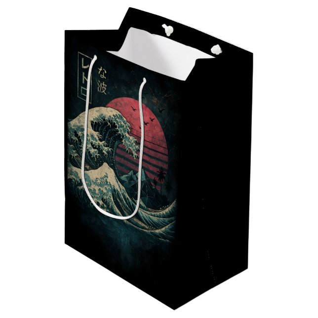 Sac Cadeau Moyen La Grande Classique de la Vague Rétro (Devant Angle)