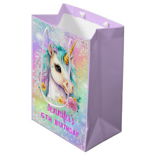 Sac Cadeau Moyen La licorne magique éclaire l'arc-en-ciel
