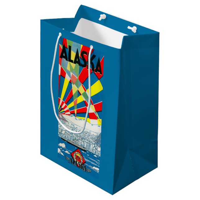 Sac Cadeau Moyen La ligne affiche de l'Alaska de paquebot (Devant Angle)
