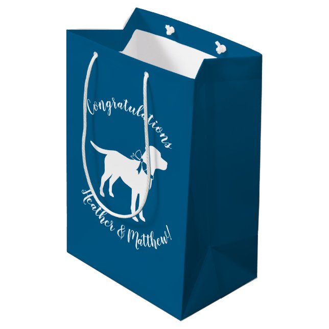 Sac Cadeau Moyen Labrador Chien Baby shower Blue Boy Lab (Dos Angle)