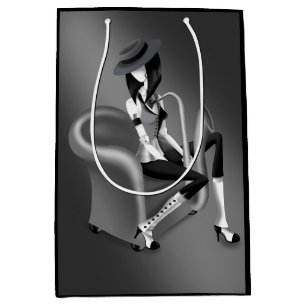 Sac Cadeau Moyen Lady Musician - Vintage Jazz Elegance