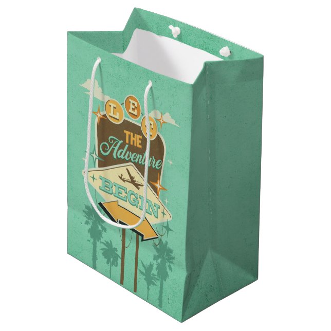 Sac Cadeau Moyen Laissez l'aventure commencer par le design de styl (Devant Angle)