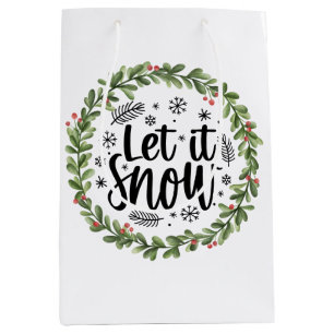 Sac Cadeau Moyen Laissez-le couler d'aquarelle de neige