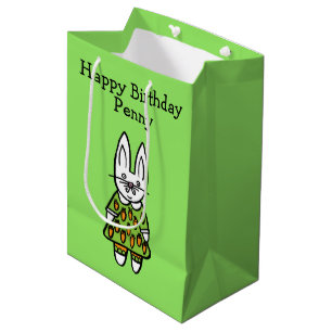Sac Cadeau Moyen Lapin de Pâques Penny personnalisé Joyeux Annivers