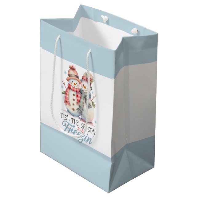 Sac Cadeau Moyen L'aquarelle est la saison de gel (Devant Angle)