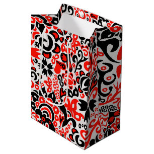Sac Cadeau Moyen L'art populaire ukrainien motif floral abstact