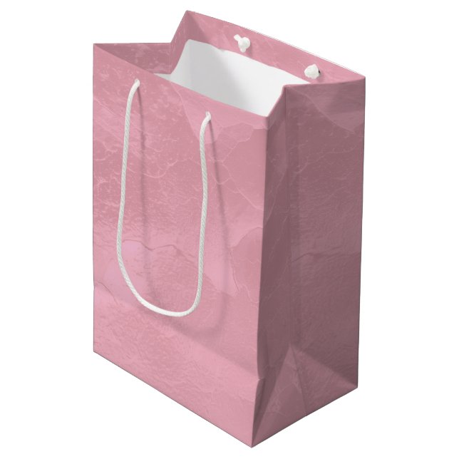 Sac Cadeau Moyen Lavage de bague chic rose perle (Devant Angle)